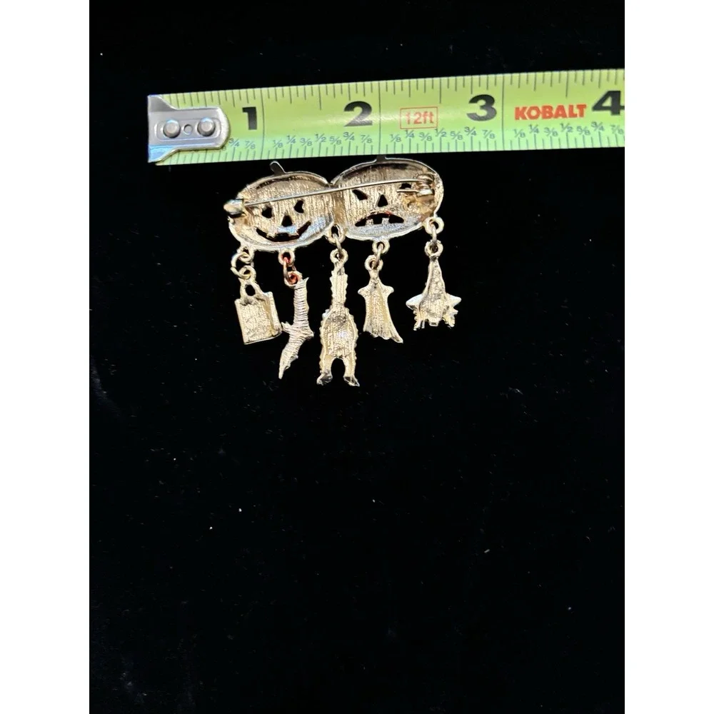 Vintage Halloween Jack-O-Lantern Pumpkin Dangle Charm Brooch Pin[JB2]